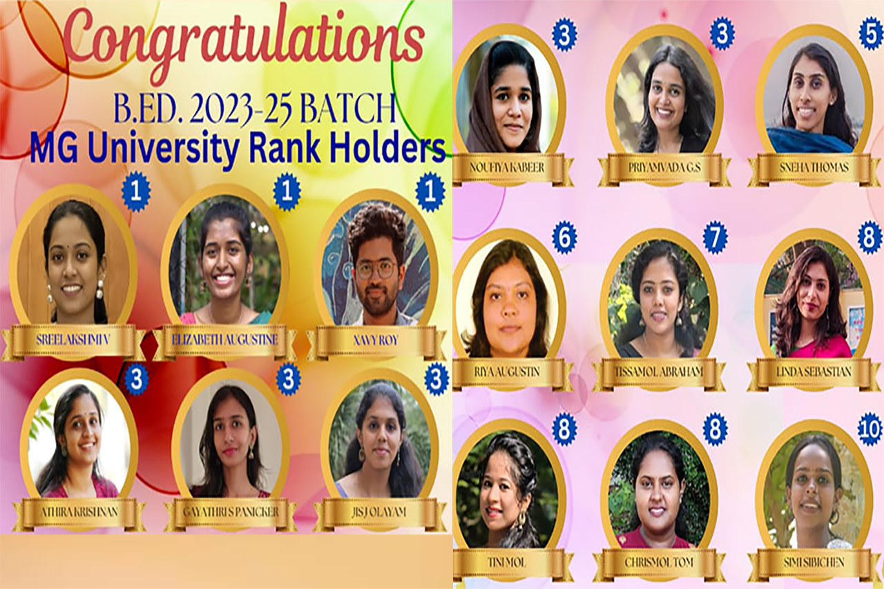 B.Ed. 2023-25 Batch MGU Rank Holders